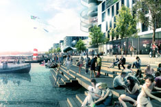 Project drawing with green urban initiatives, "Future of Nordhavn", Copenhagen