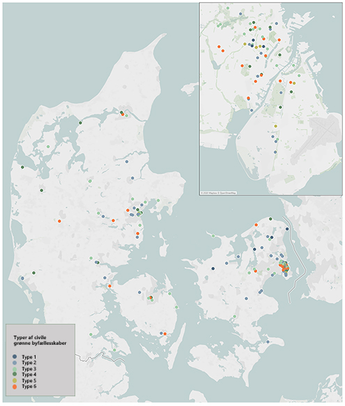 Kort Kort over grønne fællesskaber